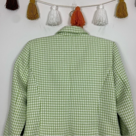NWT House of Harlow 1960 Green White Tweed Double Breasted Blazer Size Medium - Picture 9 of 13